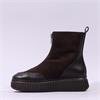 Wonders XFly Platform Front Zip Boot - Dark Brown Combi